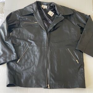 Free People Lambskin Black Leather Oversize Fit Jacket NWT